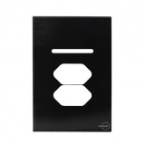 Placa p/ 1 Interruptor + Tomada Dupla 4x2 - Novara Glass Preto Brilhante
